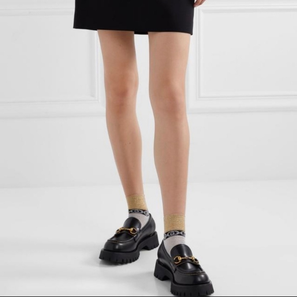 NWT Gucci Authentic Metallic Interlocking Socks Large - Picture 9 of 11